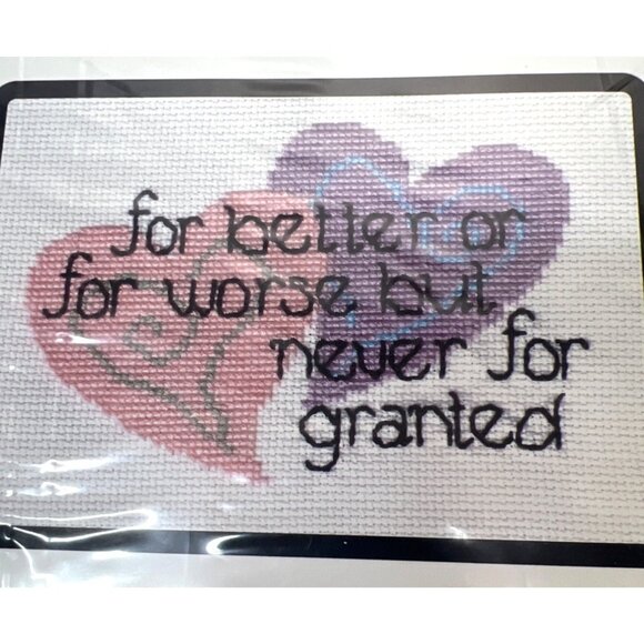 Cross-Stitch Kit "For Better Or Worse But Never For Granted" Heart Design - Picture 2 of 2